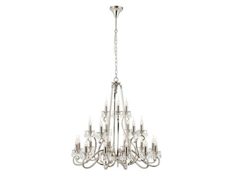 Chandelier Oksana Nickel Poli Pendeloques Cristal Clairages