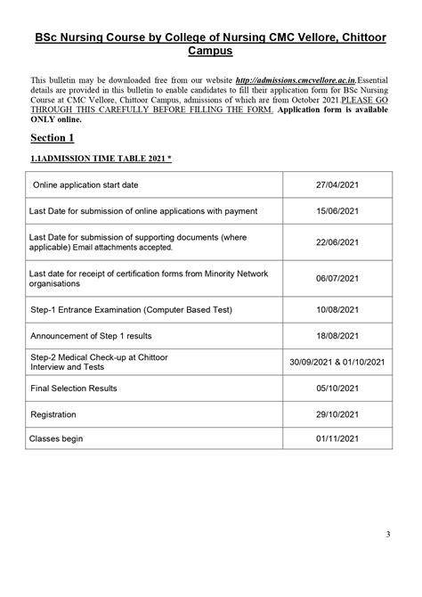 Cmc Vellore Sponsorship For Various Courses Annexure For B Sc