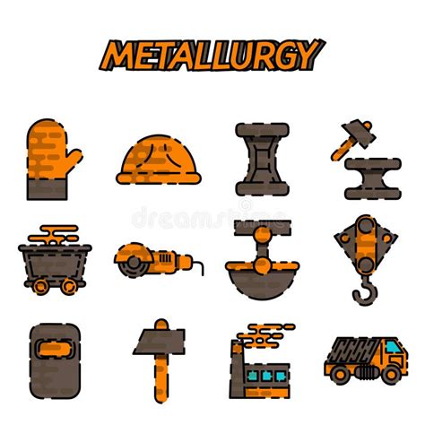 Metallurgy Flat Icon Set Stock Vector Illustration Of Loading 80882222