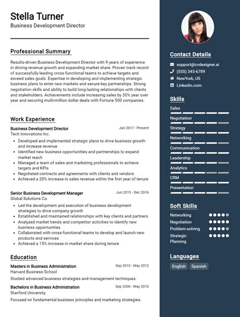 Business Development Director CV Example For 2024 Top Tips Samples