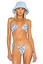 Monica Hansen Beachwear Vintage Chic Bikini Top In Blue Abstract Revolve