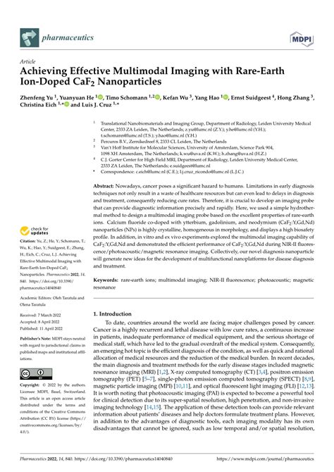 Pdf Achieving Effective Multimodal Imaging With Rare Earth Ion Doped