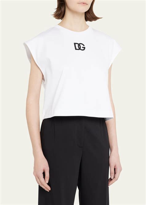 Dolce Gabbana Interlock Jersey Top With Dg Logo Patch Bergdorf Goodman