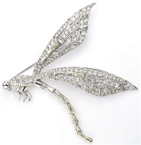 Mb Boucher Pave And Baguettes Openwork Dragonfly Pin