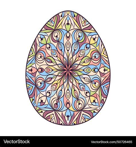 Hand Drawn Colorful Easter Egg With Patterns Vector Image