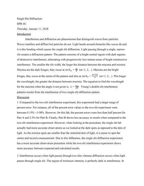 Single slit diffraction lab - Single Slit Diffraction SPH 4U Thursday ...