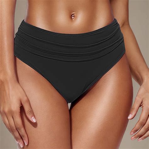 Alkepwun High Waisted Bikini Bottoms Women Tummy Control Swim Bottoms