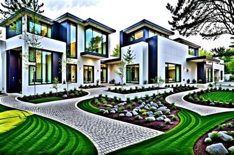 Premium AI Image | Photo of a contemporary house with beautiful landscaping