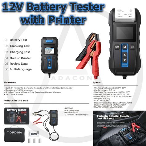 V Battery Tester With Printer Furniture Home Living Home