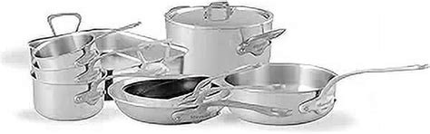 Mauviel Murban 3 Tri Ply Brushed Stainless Steel 10 Piece Cookware Set With Cast Stainless