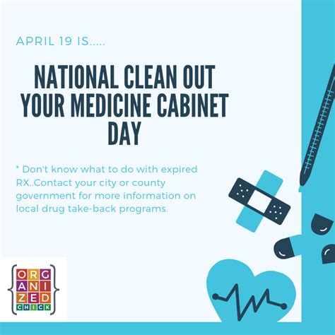 April 19 National Clean Out Your Medicine Cabinet Day Organized Chick