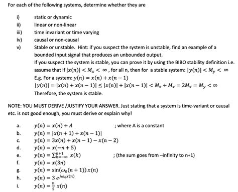 Solved For Each Of The Following Systems Determine Whether Chegg