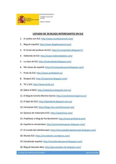 Listado De Blogs Interesantes En Ele Pdf Descarga Gratuita