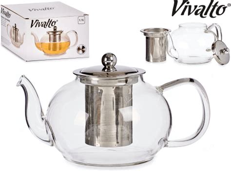 Glazen Theepot 1100 Ml Met Filter Infuser En Handvat Theepotten