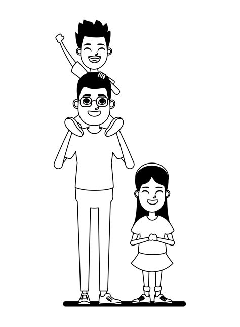 Family cartoon characters portrait in black and white 1503736 Vector ...