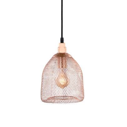 Pendente Em Metal Aramado Na Cor Cobre 24x17 Abba Bivolt