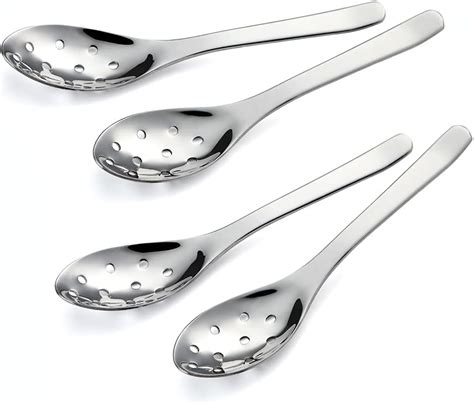 Small Slotted Spoons 4Pcs Modern Stylish Thick Heavy Weight Short