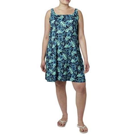 Columbia Dresses Columbia Blue Floral Omnifreeze Upf5 Pfg Freezer