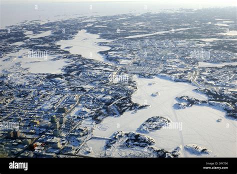 Aerial view of Yellowknife, Northwest Territories, Canada Stock Photo ...