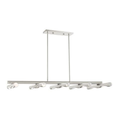 10 Lt Brushed Nickel Linear Chandelier Agyu5 Cajun Electric And Lighting