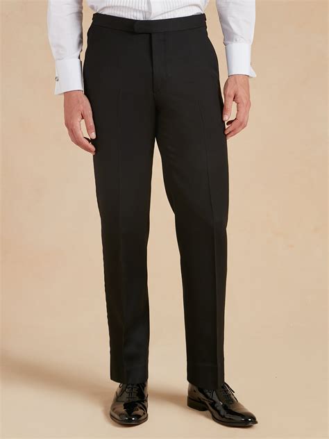 flat front dinner trousers black barathea mens evening trousers