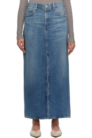 Agolde Blue Leif Denim Maxi Skirt Ssense