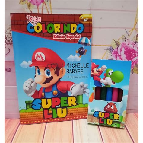 Kit Livrinho De Colorir Super Mario Giz Personalizado Elo