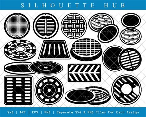 Street Manhole SVG, Manhole Silhouette, Street Svg, Manhole Cover Svg ...