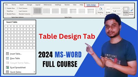 Table Design Tab In MS Word Table In MS Word MS Word Full Course