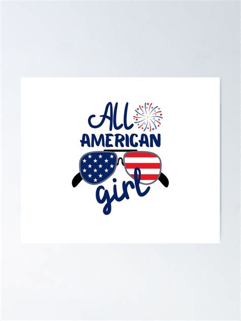 All American Girls Messy Bun Usa Flag Poster For Sale By