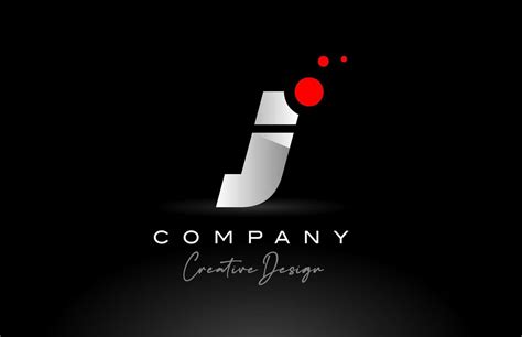 J Alphabet Letter Logo With Red Dot And Black And White Color