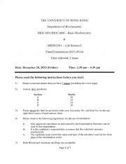 Bioc Exam Pdf The University Of Hong Kong Department Of