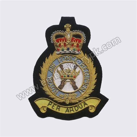 Per Ardua Royal Air Force Regiment Squadron Badges Gold Bullion Embroidery