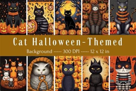 Cat Halloween-Themed Background Graphic by Imagination Meaw · Creative ...