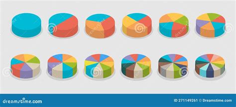 Pie Chart Parts For Infographic Circle Sections 4 8 12 Percent