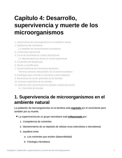 Desarrollo Supervivencia Y Muerte De Microorganismos Resúmenes De Microbiología Docsity