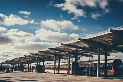 Bus Garage with Passenger Buses. Stock Illustration - Illustration of center, garage: 301435251