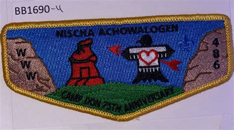 Boy Scout OA Flap Nischa Achowalogen Lodge 486 Camp Don 75th