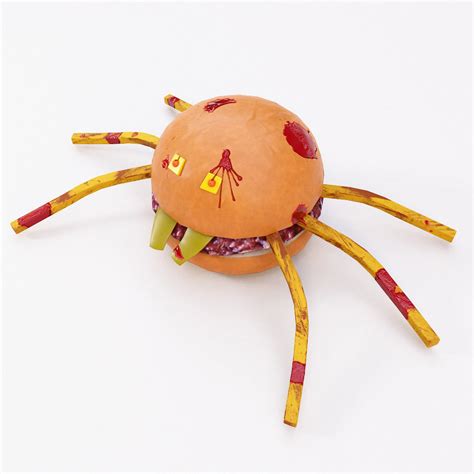 3D model Spider burger Halloween food low poly 3d model VR / AR / low ...