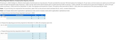 Solved Recording Stock Options Compensation Expense Chegg