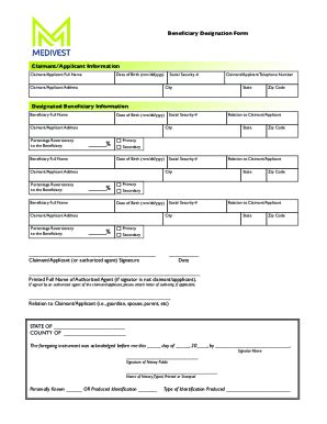 Fillable Online Designation Of Beneficiary Forms USGS GovFill