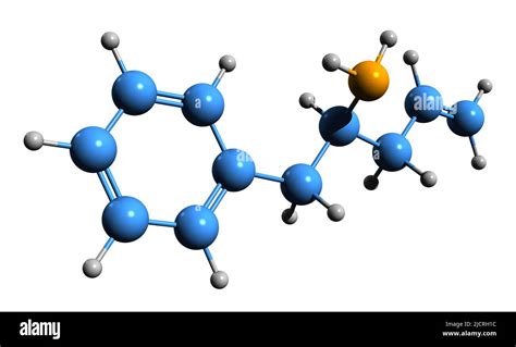 3D Imágen de la fórmula esquelética de alfetamina estructura química