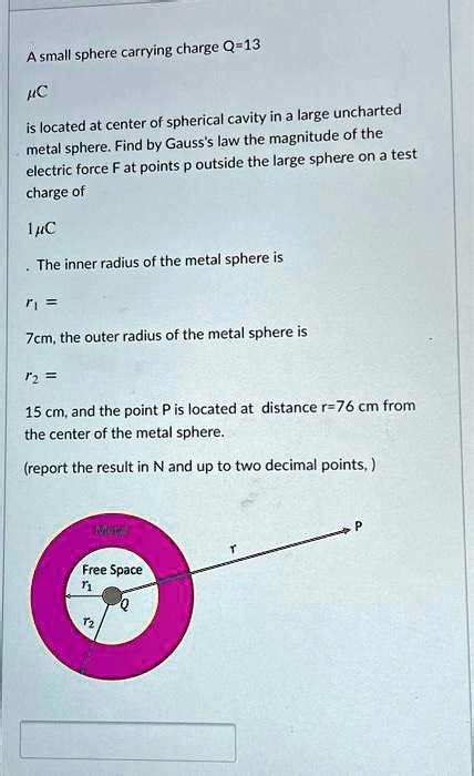 Solved Small Sphere Carrying Charge Q 13 Mc Is Located At The Center