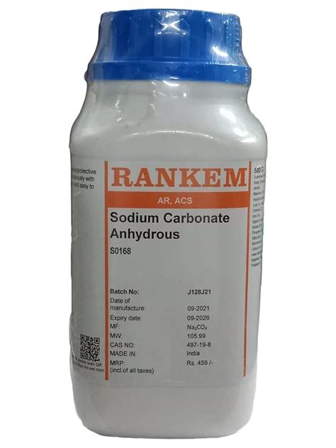 Rankem Sodium Carbonate Anhydrous Ar Acs Grade Gm Cas