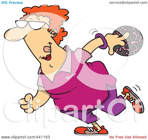 Royalty-Free (RF) Clip Art Illustration of a Cartoon Woman Bowling by ...