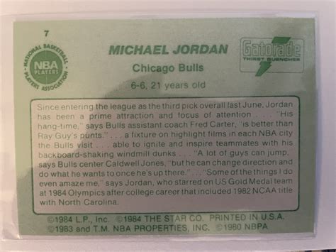 1985 Michael Jordan Star GREEN GATORADE Rookie Exact Reprint Etsy