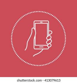 Line Icon Mobile Phone Hand Stock Vector Royalty Free 413079613