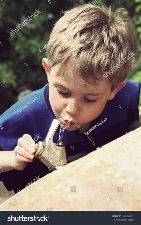 Young Boy Drinking Water Fountain Stock Photo 182435201 | Shutterstock