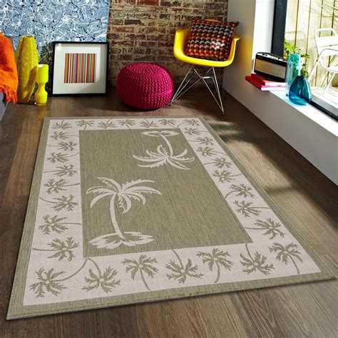 8x10 Designer Tropical Coastal Bahama Palm Tree Indoor Outdoor Area Rug