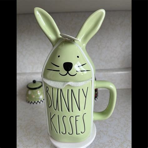 Magenta Holiday Rae Dunn Easter Bunny Ear Kisses Lidded Mug Topper